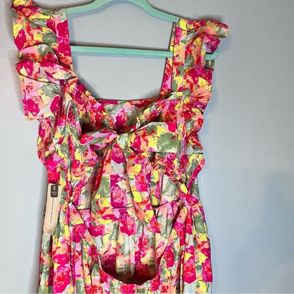 Peyton & Parker Bright Floral Boho Ruffle Smocked Cutout Maxi Dress 1X Bloomcore - Picture 5 of 10
